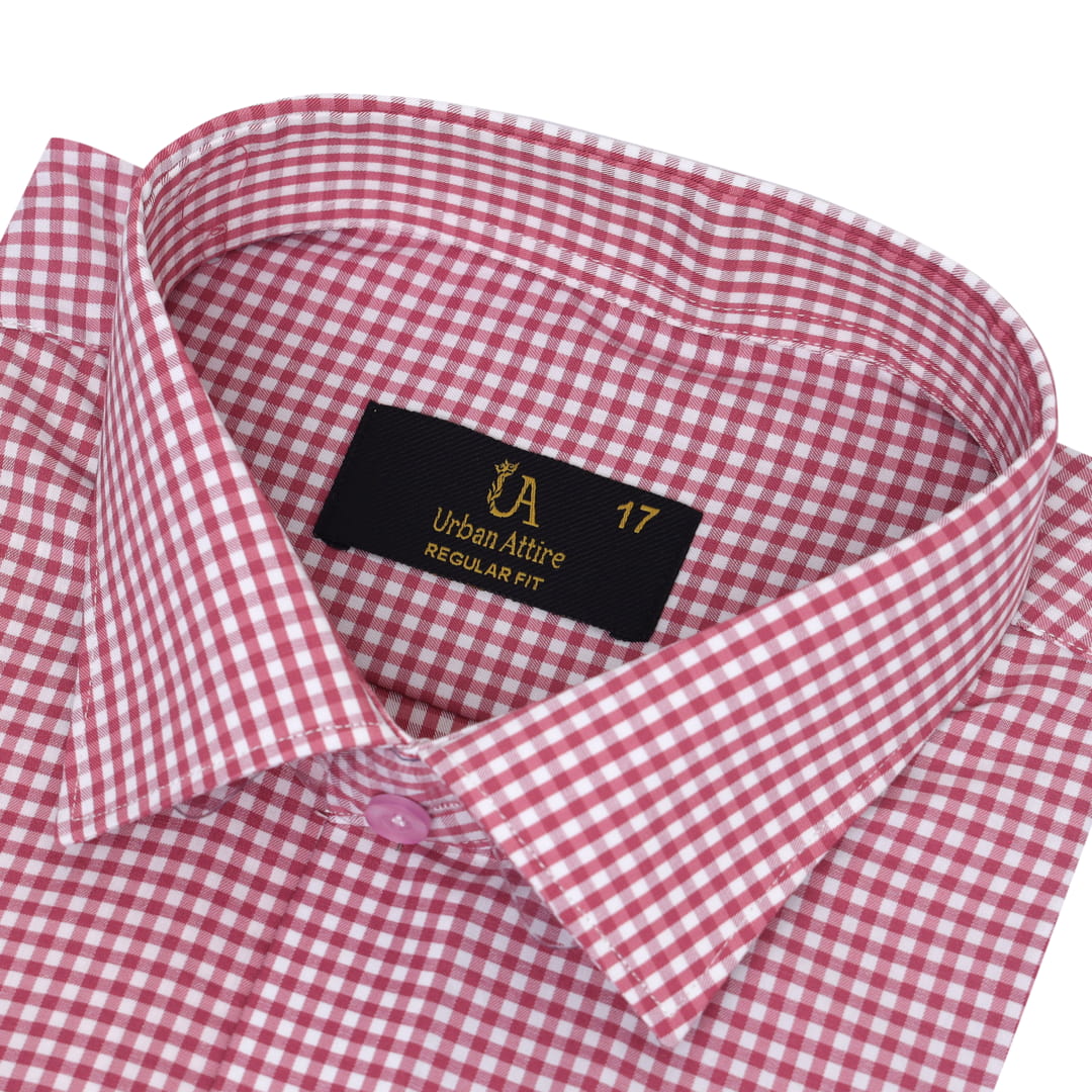 Pink Gingham Check Formal Shirt