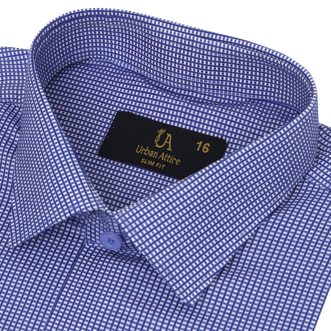Blue Houndstooth Check Formal Shirt
